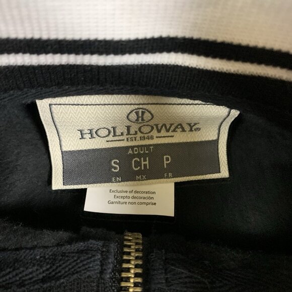 Holloway Black White Quarter Zip Pullover Small Varsity Striped Preppy Retro Men - Picture 3 of 3